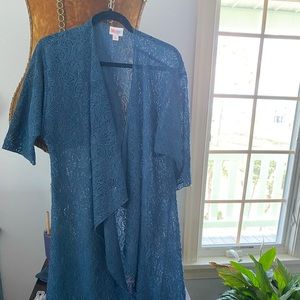 Lularoe blue lace Shirley coverup jacket kimono